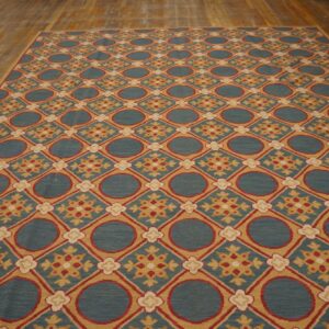 Contemporary Handwoven Wool Needlepoint Rug â€” Stunning Geometric - detail view 4