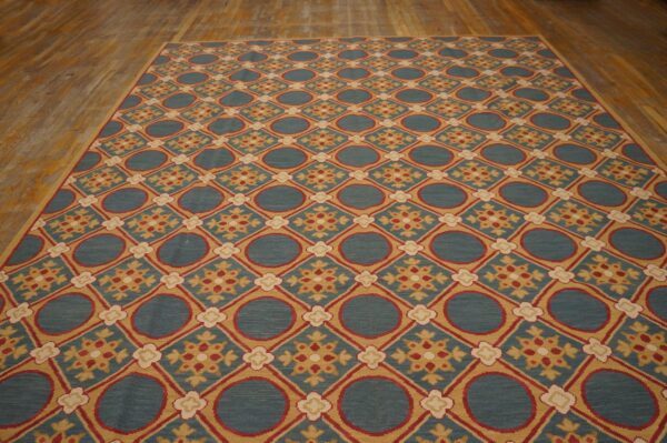 Contemporary handwoven wool needlepoint rug â€” stunning geometric - detail view 4
