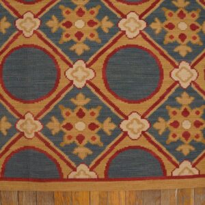 Contemporary Handwoven Wool Needlepoint Rug â€” Stunning Geometric - detail view 5