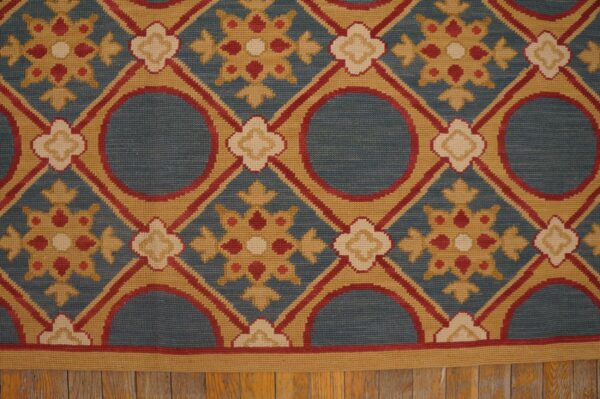 Contemporary handwoven wool needlepoint rug â€” stunning geometric - detail view 5