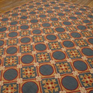 Contemporary Handwoven Wool Needlepoint Rug â€” Stunning Geometric - detail view 6