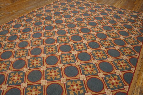 Contemporary handwoven wool needlepoint rug â€” stunning geometric - detail view 6