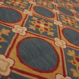 Contemporary Handwoven Wool Needlepoint Rug â€” Stunning Geometric - detail view 7