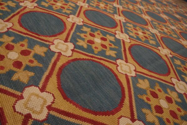Contemporary handwoven wool needlepoint rug â€” stunning geometric - detail view 7