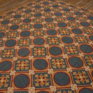 Contemporary Handwoven Wool Needlepoint Rug â€” Stunning Geometric - detail view 8