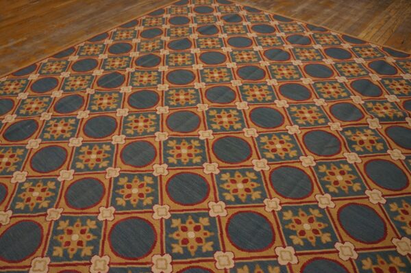 Contemporary handwoven wool needlepoint rug â€” stunning geometric - detail view 8