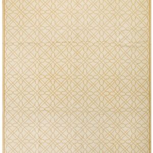 Contemporary Handwoven Wool Needlepoint Rug, Yellow with silk highlights