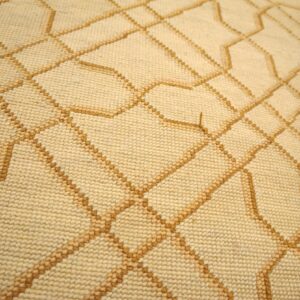 Contemporary Handwoven Wool Needlepoint Rug, Yellow with silk highlights - detail view 7