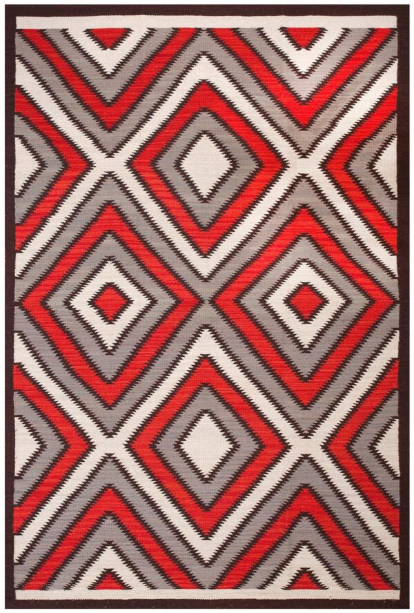 Contemporary navajo rug 5'×8' hand-woven wool, native american tradition