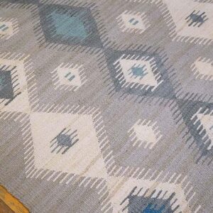 Contemporary Navajo Rug 9'×12' Hand-Woven Wool, Native American Tradition - detail view 1