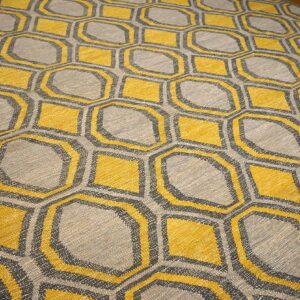 Contemporary Scandinavian Style Flat-Weave Rug â€” Gray & Yellow Allover Pattern - detail view 3