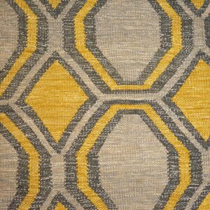 Contemporary Scandinavian Style Flat-Weave Rug â€” Gray & Yellow Allover Pattern - detail view 5