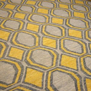 Contemporary Scandinavian Style Flat-Weave Rug â€” Gray & Yellow Allover Pattern - detail view 6