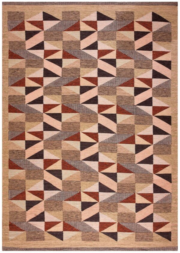 Contemporary scandinavian style flat-weave rug â€” multi-color geometric design