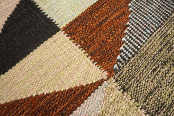 Contemporary scandinavian style flat-weave rug â€” multi-color geometric design - detail view 2