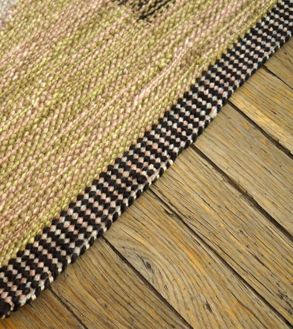 Contemporary scandinavian style flat-weave rug â€” multi-color geometric design - detail view 3