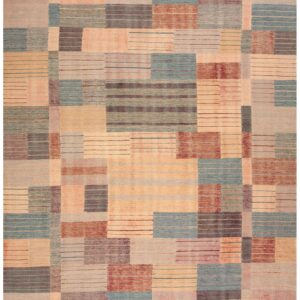 Contemporary Scandinavian Style Flat-Weave Rug â€” Soft-Color Field, Allover Pattern