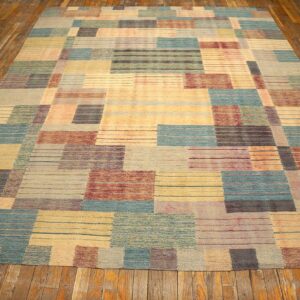 Contemporary Scandinavian Style Flat-Weave Rug â€” Soft-Color Field, Allover Pattern - detail view 1