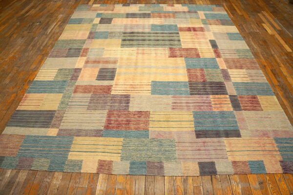 Contemporary scandinavian style flat-weave rug â€” soft-color field, allover pattern - detail view 1