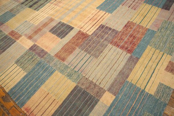 Contemporary scandinavian style flat-weave rug â€” soft-color field, allover pattern - detail view 2