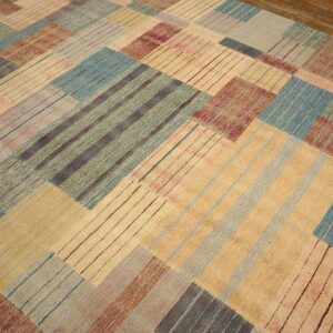 Contemporary Scandinavian Style Flat-Weave Rug â€” Soft-Color Field, Allover Pattern - detail view 3