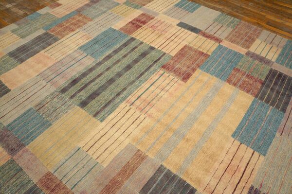 Contemporary scandinavian style flat-weave rug â€” soft-color field, allover pattern - detail view 3