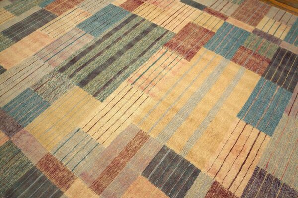 Contemporary scandinavian style flat-weave rug â€” soft-color field, allover pattern - detail view 4
