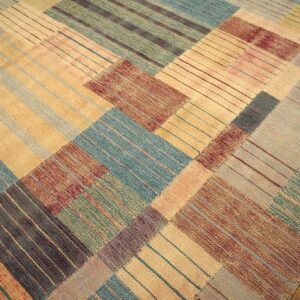 Contemporary Scandinavian Style Flat-Weave Rug â€” Soft-Color Field, Allover Pattern - detail view 5