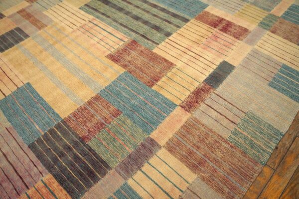 Contemporary scandinavian style flat-weave rug â€” soft-color field, allover pattern - detail view 5