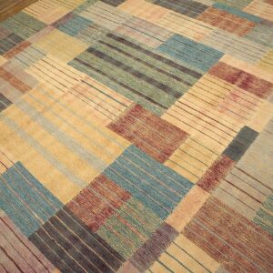 Contemporary Scandinavian Style Flat-Weave Rug â€” Soft-Color Field, Allover Pattern - detail view 6
