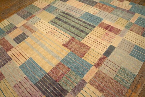 Contemporary scandinavian style flat-weave rug â€” soft-color field, allover pattern - detail view 6