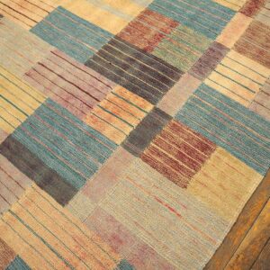 Contemporary Scandinavian Style Flat-Weave Rug â€” Soft-Color Field, Allover Pattern - detail view 7