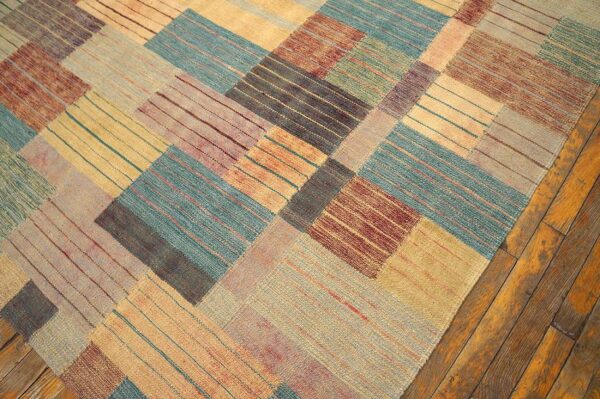 Contemporary scandinavian style flat-weave rug â€” soft-color field, allover pattern - detail view 7