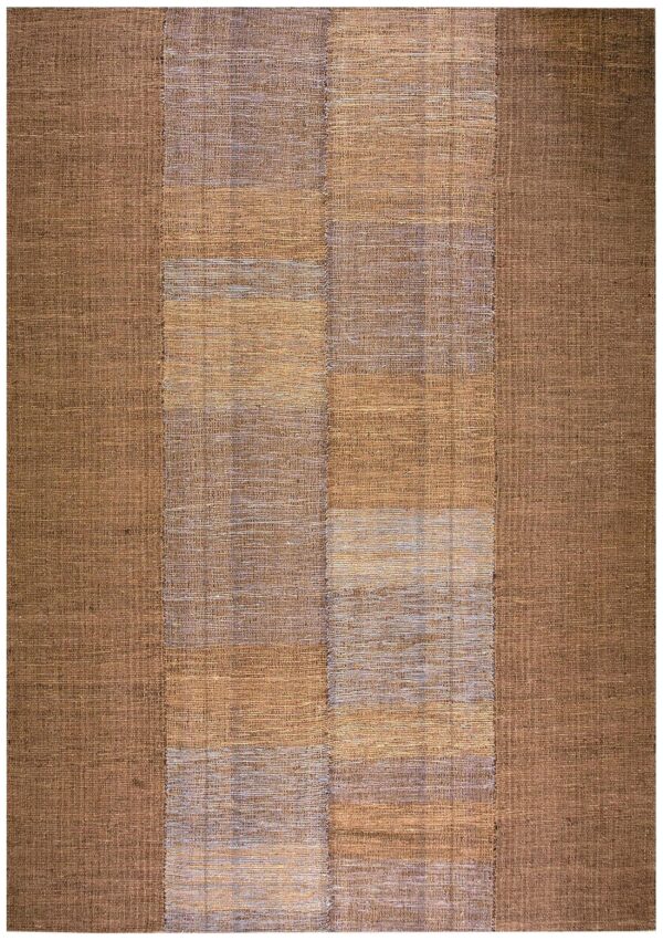 Contemporary shaker style flat-weave rug â€” brown field
