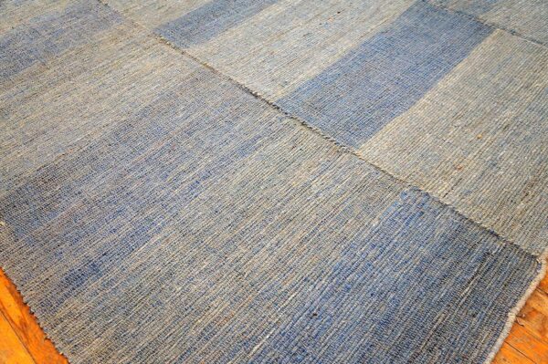 Contemporary shaker style flat-weave rug â€” faded blue color - detail view 3