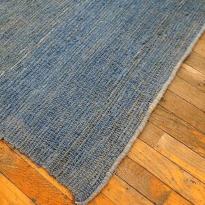 Contemporary Shaker Style Flat-Weave Rug â€” Faded Blue Color - detail view 8