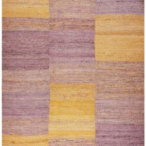 Contemporary Shaker Style Flat-Weave Rug â€” Gray & Yellow Combination