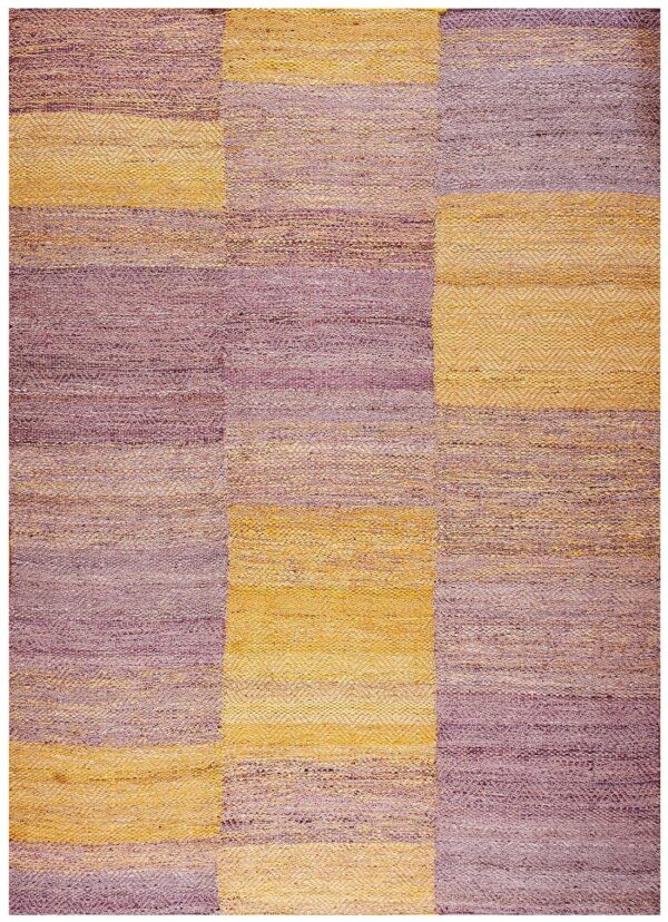 Contemporary shaker style flat-weave rug â€” gray & yellow combination