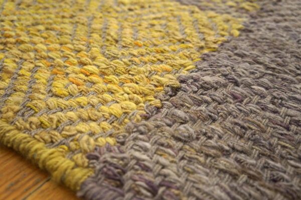 Contemporary shaker style flat-weave rug â€” gray & yellow combination - detail view 9