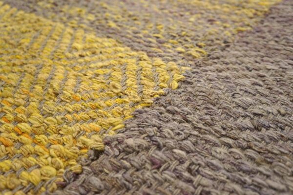 Contemporary shaker style flat-weave rug â€” gray & yellow combination - detail view 10