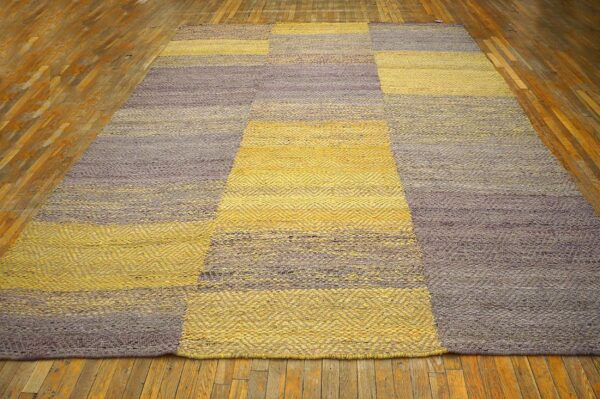 Contemporary shaker style flat-weave rug â€” gray & yellow combination - detail view 1