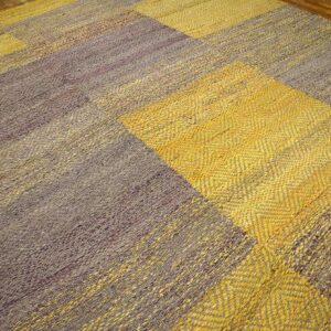 Contemporary Shaker Style Flat-Weave Rug â€” Gray & Yellow Combination - detail view 2