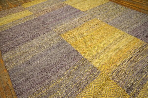 Contemporary shaker style flat-weave rug â€” gray & yellow combination - detail view 2