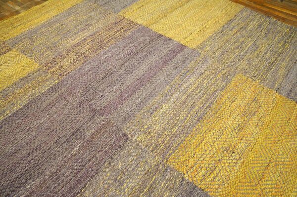 Contemporary shaker style flat-weave rug â€” gray & yellow combination - detail view 4