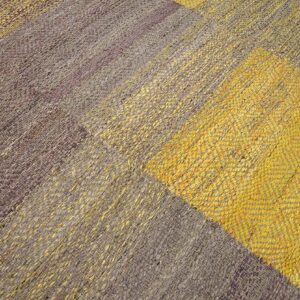 Contemporary Shaker Style Flat-Weave Rug â€” Gray & Yellow Combination - detail view 5