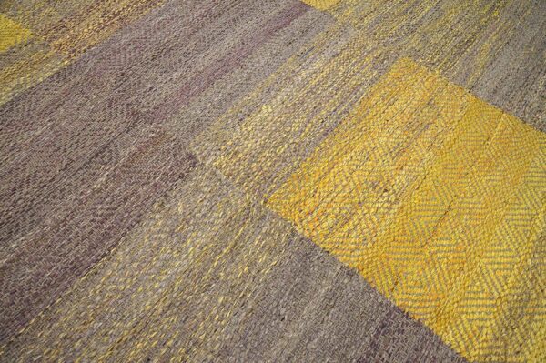 Contemporary shaker style flat-weave rug â€” gray & yellow combination - detail view 5