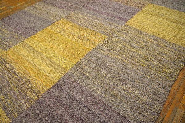Contemporary shaker style flat-weave rug â€” gray & yellow combination - detail view 6