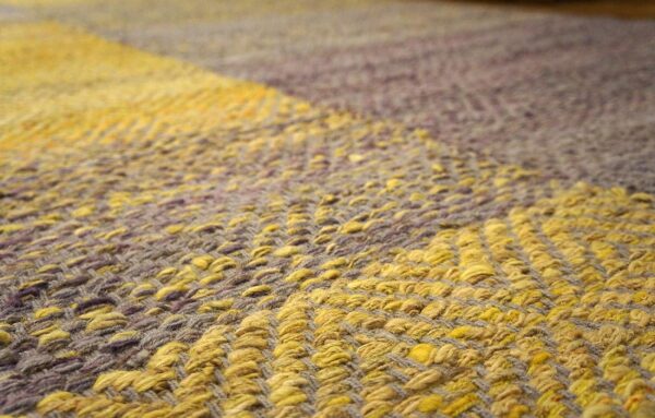 Contemporary shaker style flat-weave rug â€” gray & yellow combination - detail view 8