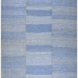 Contemporary Shaker Style Flat-Weave Rug â€” Multi-Blue Composition