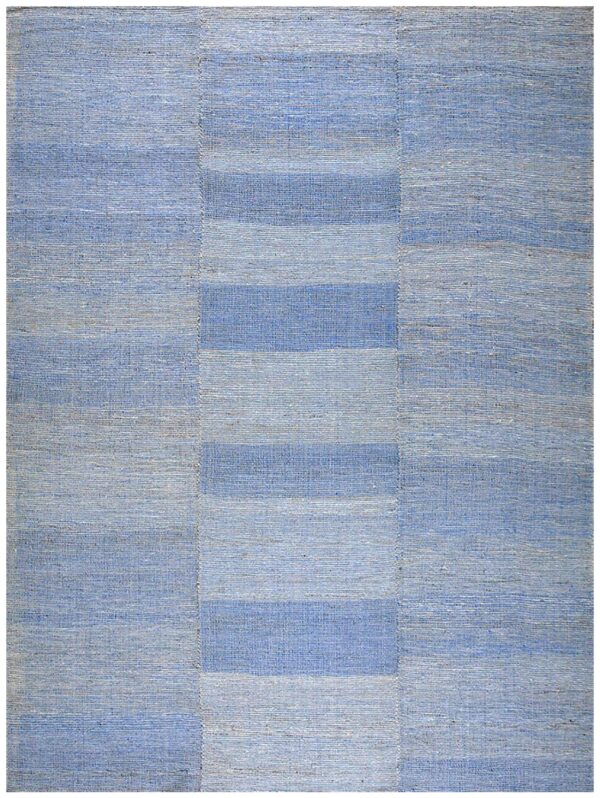 Contemporary shaker style flat-weave rug â€” multi-blue composition